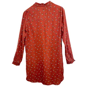 Abercrombie & Fitch Red White Floral Long Sleeve Tunic Mini Dress Womens Size M thumbnail 2