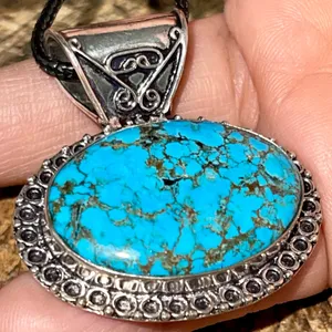 Blue Hubei Turquoise Pendant 1 1/2” thumbnail 9