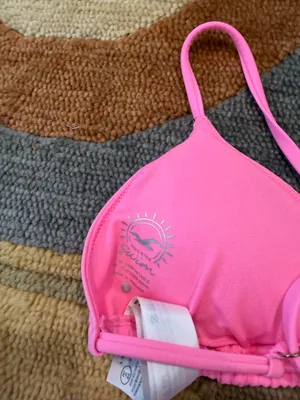 Hollister Co. Swim Bikini Two Piece Set Neon Pink Low Rise Bottoms Triangle Top thumbnail 6