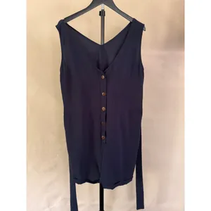 SHEIN XL Navy Blue Button Front Belted Romper Est MSRP $25 thumbnail 4