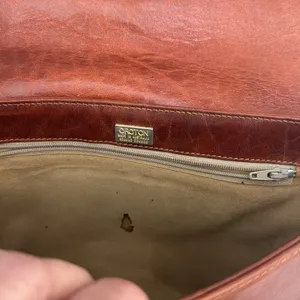 Vintage Oroton Brown Genuine Leather Crossbody Bag Handbag Australian Rare thumbnail 7