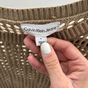 Calvin Klein Jeans Cotton Open-Stitch Tan Sweater thumbnail 4