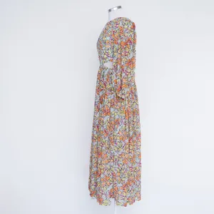 Maje - ‎ Orange Blue Hibiscus Cut Out Maxi Dress thumbnail 6