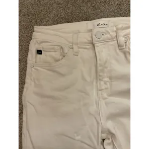 Kancan Straight Leg High Rise White Denim Jeans, 27 thumbnail 5