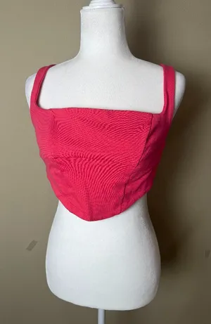 Urban Outfitters Hot Pink Scarf Tie Back Crop Top Size Small thumbnail 1