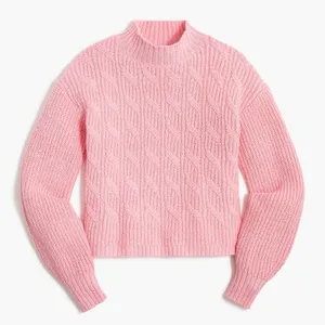 J. Crew Cotton Blend Cable Knit Mock Neck Sweater Bright Peppermint Size Small thumbnail 2