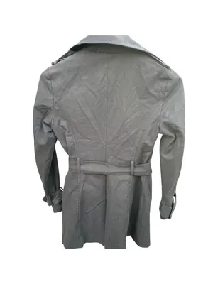 Y2K United Colors of Benetton Black Trench Coat M Minimalist Belted Jacket thumbnail 2