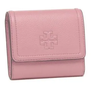 Tory Burch McGraw Pink Pebbled Leather Trifold Compact Mini Wallet thumbnail 1