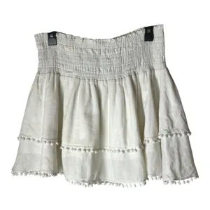 Apiece Apart‎ Skirt Women Medium White Cotton Analisa A Line Mini Pom Pom Tiered thumbnail 1