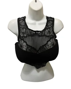 Pink Victoria’s Secret Black Lacey Bralette Sz L-DD Underwire Padded Logo Bar thumbnail 1