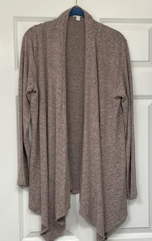 NWOT Charming Charlie Taupe Open Front Cardigan thumbnail 1