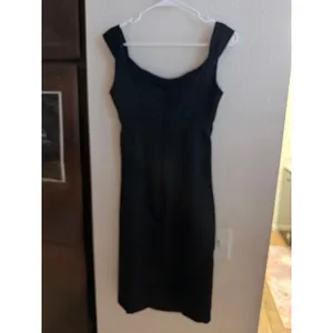 Vintage Maggy London Black Cocktail Dress Pleated Ruched Sheath Size‎ 4 thumbnail 5