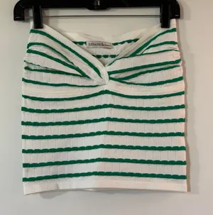 Zenana Outfitters White & Green Striped Twist-Front Knit Top thumbnail 1