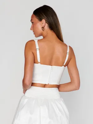 Show Me Your Mumu Vivianna Crop Top Size Small S White Taffeta NWOT corset thumbnail 6