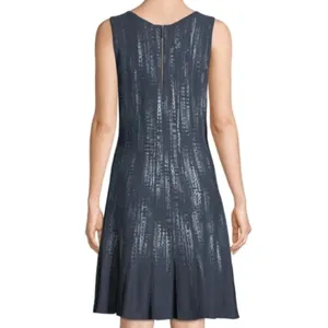 NIC+ZOE Womens XL Navy Blue Abstract Knit‎ Fit and Flare Sleeveless Dress thumbnail 2