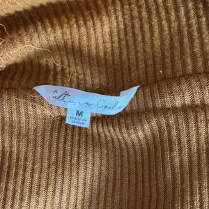 Off Shoulder Long Sleeve‎ Ribbed Knit Top With Button Detail - Mustard thumbnail 4