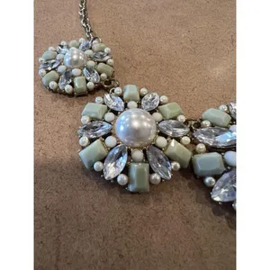 Vintage Necklace Statement Round Faux Pearl Gold Tone thumbnail 2