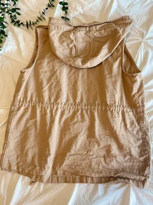 Zenana Outfitters Hooded Utility Vest-Beige/Khaki - Size Large (L) thumbnail 5