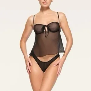 Skims Romance Babydoll Top Onyx Size Small thumbnail 2