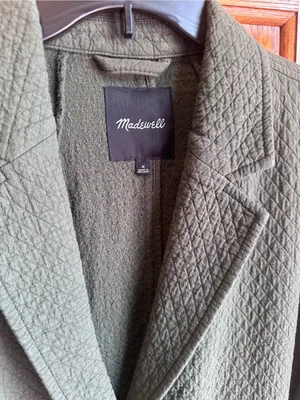Madewell Diamond Jacquard Shaw Blazer Dark Forest Green Size Medium 100% cotton thumbnail 2