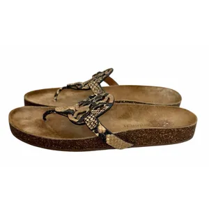 Tory Burch Miller Cloud Stamped Snake Printed Leather/Cork Sandals Women's Sz 11 thumbnail 3