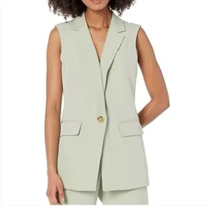 Prettygarden Women's Size Small Sleeveless Vest Light Sage Green One Button 7106 thumbnail 3