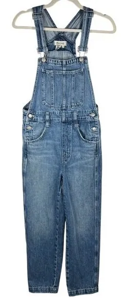 Madewell‎ Straight-Leg Jean Overalls XXS Hickory Wash Faded Denim Cropped Length thumbnail 1
