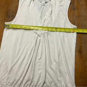 Banana Republic Sleeveless Cream Knit Top Draped Crossover Neckline Women Sz M thumbnail 6