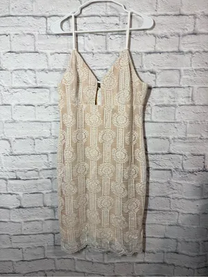 Lulu's NWT Cream Lace Midi Slip Dress with Floral Motif, XL thumbnail 2