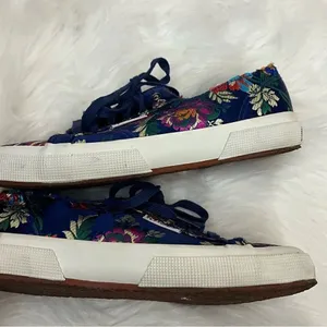 Superga Korelaw Satin Blue / Pink Embroidered Lace Up Sneakers 8 thumbnail 2