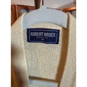 Vintage Robert Bruce Cardigan Vest Sweater Men's Medium Cream Knit Preppy thumbnail 3