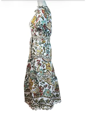 FARM Rio Botanicals Belted Midi Dress in Small Womens Cotton Poplin Floral thumbnail 9
