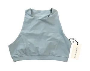 NEW WeWoreWhat High Neck Sports‎ Racer Back Bra Dusty Blue Size Small Athletic thumbnail 1