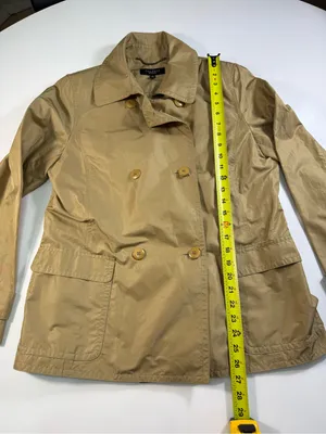 Talbots Cotton Silk Blend Khaki Double-Breasted Trench Coat thumbnail 3