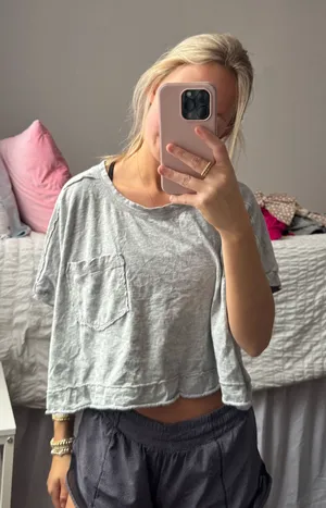 Oversized Gray Cropped T thumbnail 1