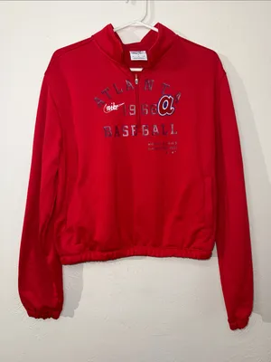 Nike Atlanta Braves Cooperstown Collection Quarter Zip Pullover Red M thumbnail 1