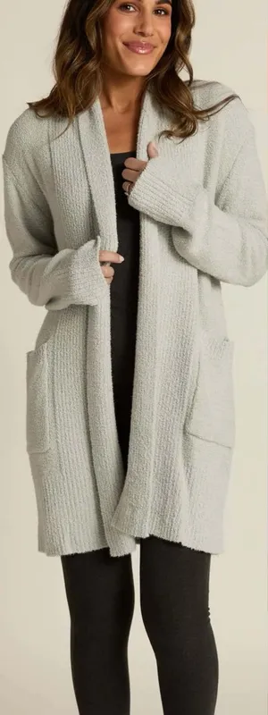 Faceplant Dreams Bamboo Cozy Plush Open Front Midi Cardigan Robe Sz L/XL 💛🍄 thumbnail 1