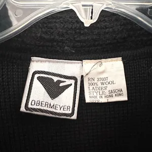 Obermeyer Sascha Vintage Wool Black Purple Stripe Quarter Zip Ski Sweater Large thumbnail 6