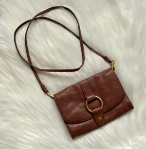 FRYE Ring Crossbody Purse Handbag Brown Leather thumbnail 1