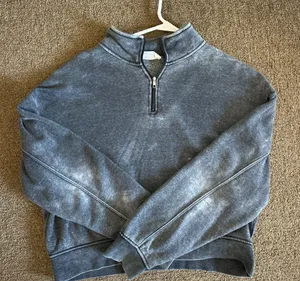 Double Zero Dark gray distressed quarter zip thumbnail 1