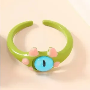 Cute Quirky Green Monster Design Cuff Ring Gothic Punk Style‎ thumbnail 8