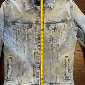 Express sz S 100% Cotton Long‎ sleeve button denim Jean jacket thumbnail 6