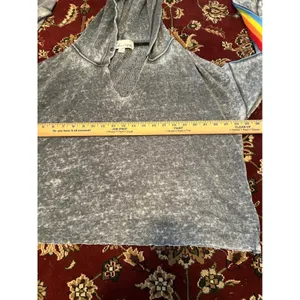 Vintage Havana Gray Acid Wash‎ Rainbow Striped Hoodie Sweatshirt S crop cutoff thumbnail 5