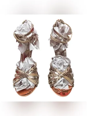 bebe cage multi-strap Metalic gold sandals with a snakeskin-textured look thumbnail 2
