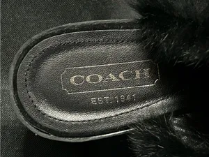 Coach Women’s Vintage Kaela Black Genuine Rabbit Fur Suede Platform Slides 7.5 thumbnail 5