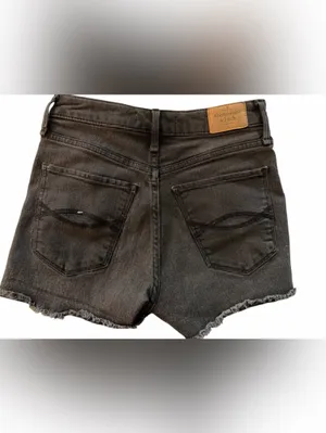 Abercrombie & Fitch Black Distressed Denim Cutoff Shorts thumbnail 2