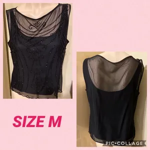 🛍SEQUIN BLACK TOP AS SHOWN SIZE M🛍WORN ONCE🛍 Size M thumbnail 2