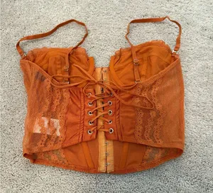 Orange Lace Bustier Top thumbnail 1