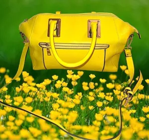 Beautiful yellow satchel purse with shoulder straps!! thumbnail 1