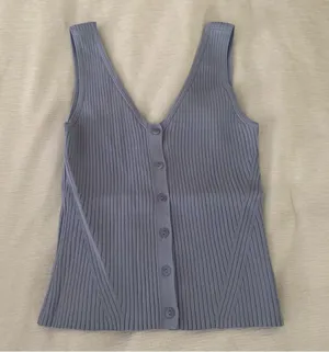 Madewell Blue ribbed sweater tank thumbnail 1